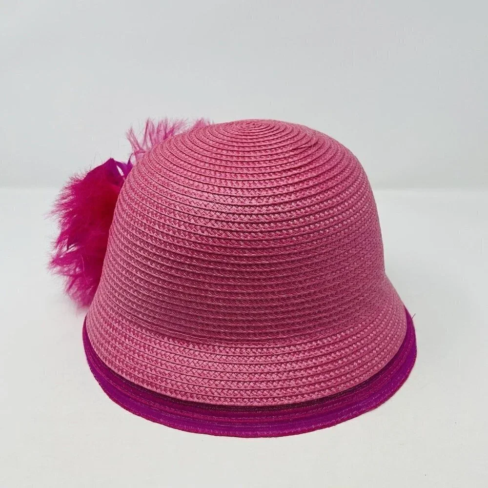 Bellissima Millinery Collection Womens OS Feather Flower Cloche Hat Pink $68 143 - Picture 4 of 8